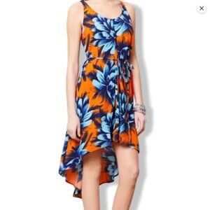 Anthropologie Maeve Sunset Hibiscus Hi Low Dress